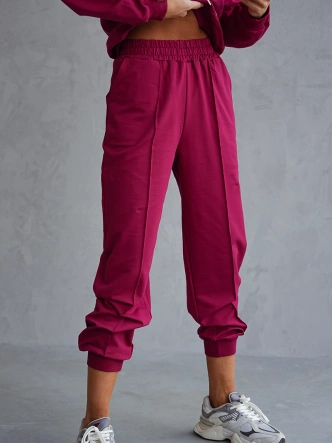 Komplet dresowy bluza ze stójką i spodnie bordowy (82162)