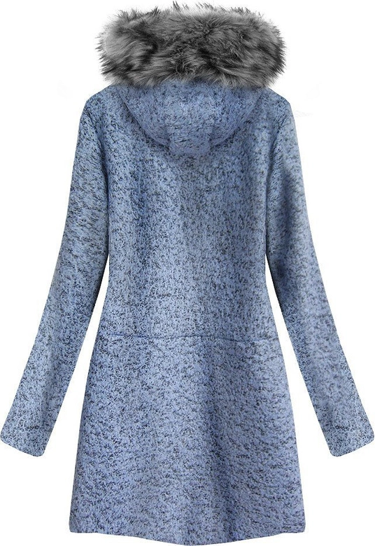 KRÓTKI DAMSKI PŁASZCZ Z KAPTUREM BŁĘKITNY (516ART)