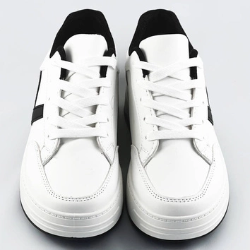 Sznurowane buty sportowe damskie biało-czarne (s070)