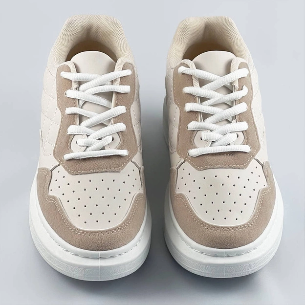 Damskie sznurowane półbuty sportowe beżowe (rc-50)