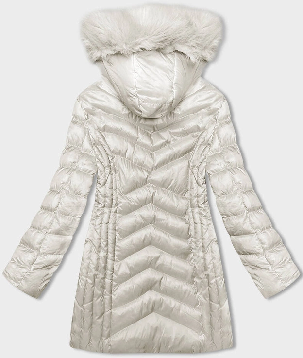 Pikowana przejściowa kurtka damska ecru (5M3162-254)