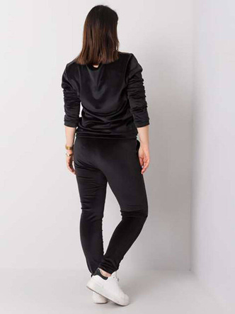 Welurowy dres damski plus size czarny (6085)