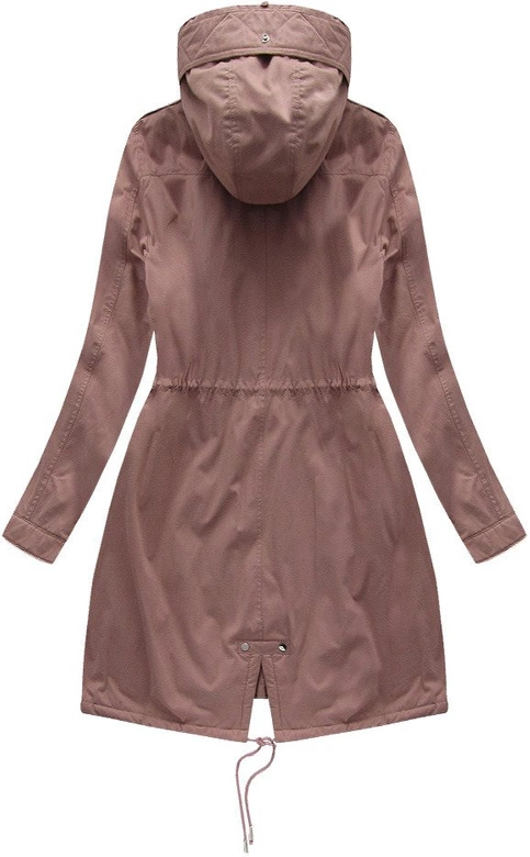 Damska parka zimowa na misiu z kapturem antyczny róż (7992-PLUS)