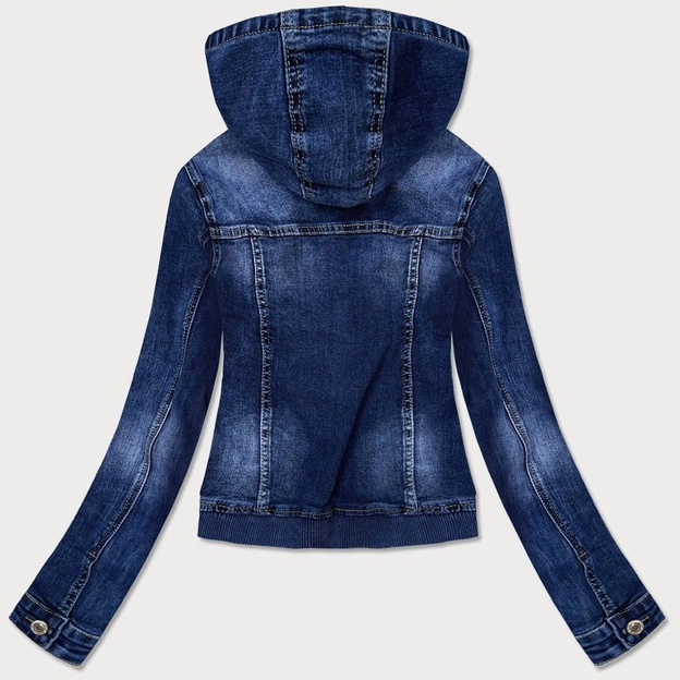 DAMSKA KURTKA JEANSOWA Z KAPTUREM GRANATOWA (5653-K)