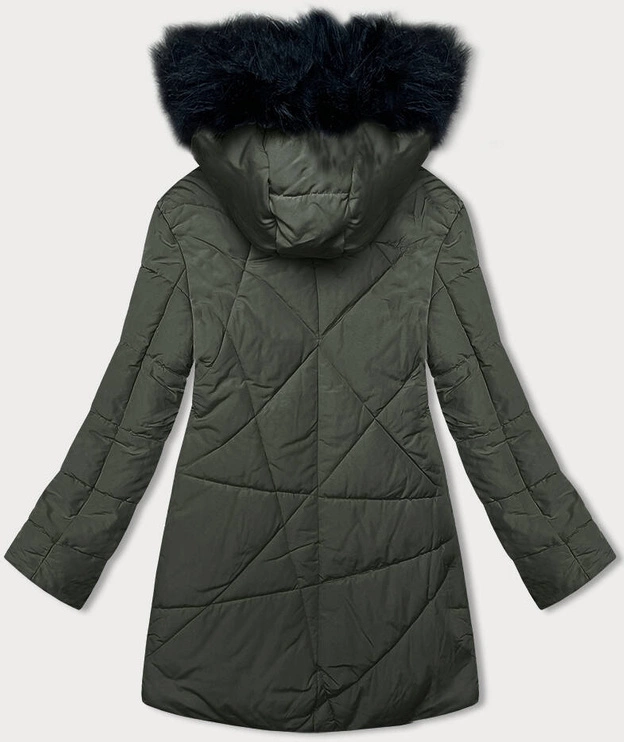 Kurtka zimowa damska z futerkiem khaki (V715)