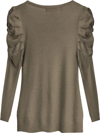 SWETER Z BUFIASTYMI RAMIONAMI KAKAOWY (1528)