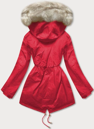 DAMSKA PARKA ZIMOWA NA FUTERKU CZERWONA (B508)