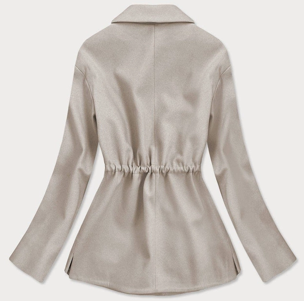 Luźny krótki płaszcz damski beżowy (2727)