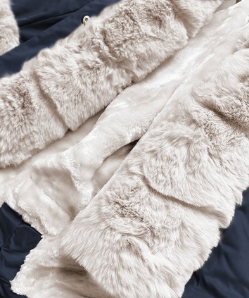 PARKA DAMSKA ZIMOWA NA MISIU GRANAT-ECRU (B530-3046)