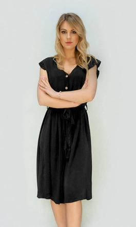 SUKIENKA MIDI Z GUZIKAMI CZARNA (395ART)