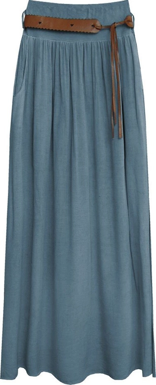 SPÓDNICA MAXI Z PASKIEM CIEMNONIEBIESKA 2 (343ART)