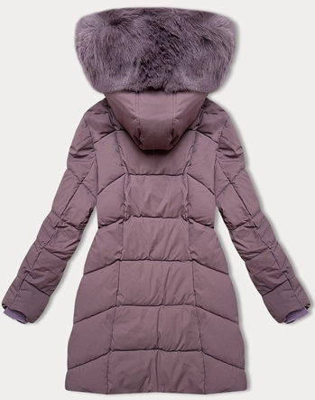 Kurtka zimowa damska plus size do połowy uda S'west fioletowa (B8306-71)