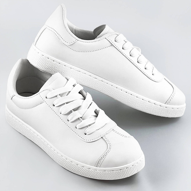Sznurowane sneakersy damskie białe (bf-025)