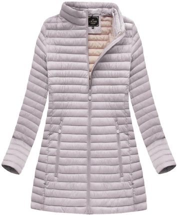 PIKOWANA KURTKA Z KAPTUREM JASNOSZARA (7470-PLUS)