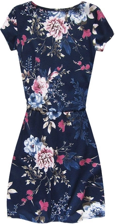 BAWEŁNIANA SUKIENKA W KWIATY GRANATOWA (9526/2)