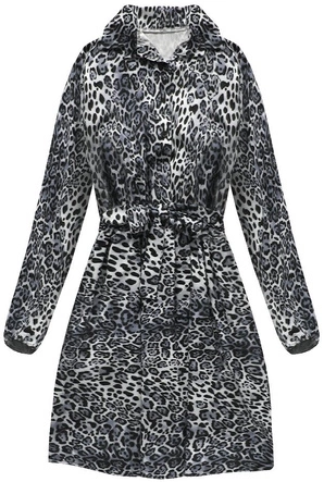 SUKIENKA KOSZULOWA W PANTERKĘ SZARA (141ART)