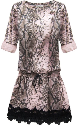 WĘŻOWA SUKIENKA Z GIPIURĄ RÓŻOWA (162ART)