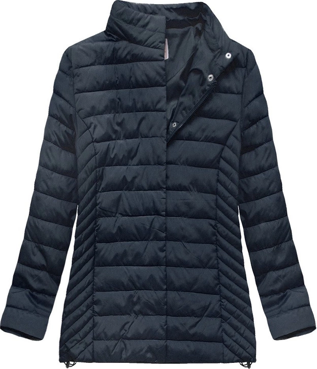 PIKOWANA KURTKA Z KAPTUREM GRANATOWA (W260BIG)