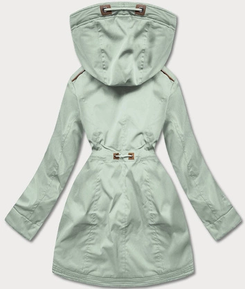 Zimowa parka damska z wstawkami z ekoskóry miętowa (2M-21A93)