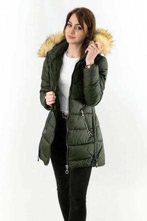 PIKOWANA DAMSKA KURTKA Z KAPTUREM KHAKI (1907)