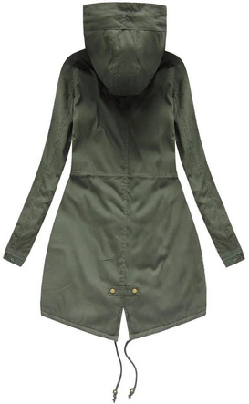 BAWEŁNIANA PARKA Z FUTREM KHAKI-BIAŁA (6128)