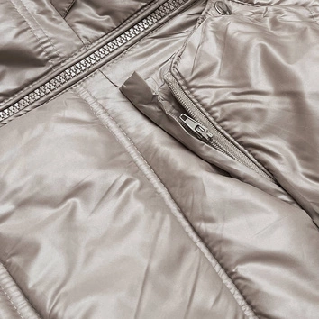 Pikowana przejściowa kurtka damska camel (H-205-1)