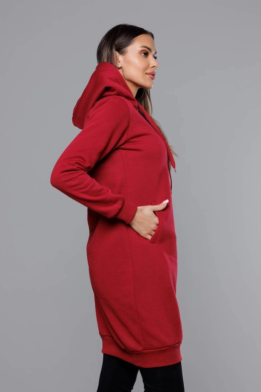 Długa bluza dresowa bordowa (YS10005-21)