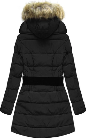 PIKOWANA KURTKA Z PUCHEM NATURALNYM CZARNA (X1212X)