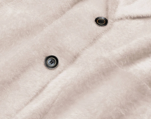 Krótka wełniana narzutka alpaka beżowa (7108-1)