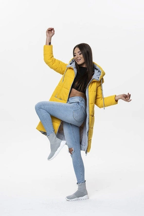 TRAPEZOWA KURTKA DAMSKA ŻÓŁTA (9276A)