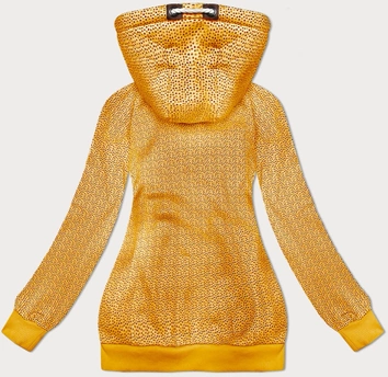 Rozpinana bluza z kapturem w drobne serduszka ciemny żółty (2316)