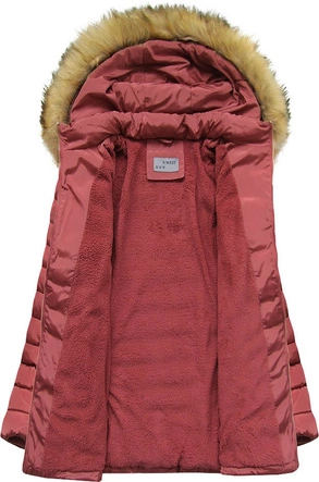 PIKOWANA DAMSKA KURTKA ZIMOWA Z KAPTUREM RÓŻOWA (B2630-30)