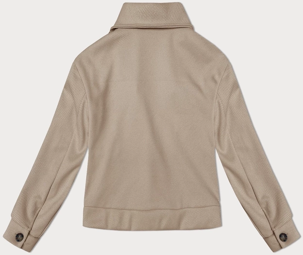 Luźna kurtka w prążki z kołnierzem beżowa (244003)