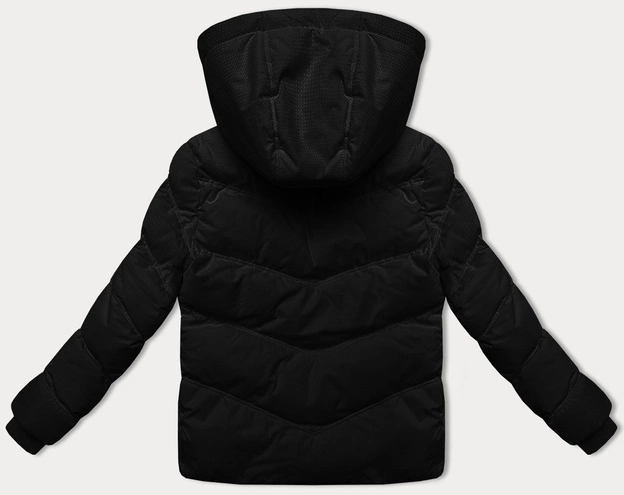 Gruba zimowa kurtka damska ze strukturalnego materiału J Style czarna (5M3251-392)