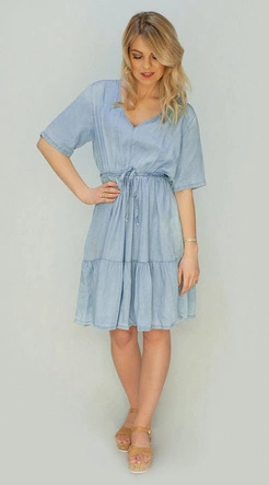 SUKIENKA JEANSOWA Z FALBANĄ BŁĘKITNA (391ART)