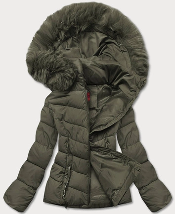 Krótka kurtka damska zimowa khaki (TY043-29)