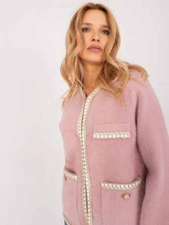 Krótka kurtka wełniana brudny różowy (50220)