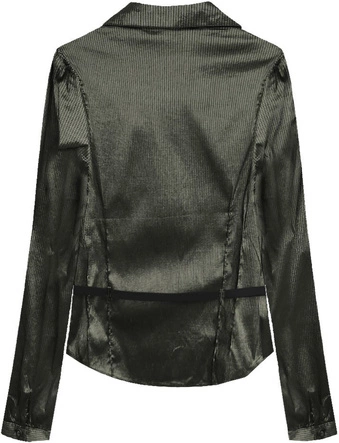 BŁYSZCZĄCA KOSZULA Z PASKIEM CZARNO-ZŁOTA (X1009X)