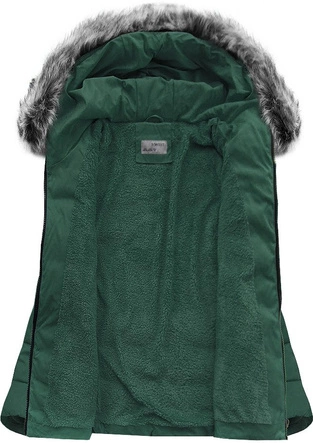 PIKOWANA KURTKA Z KAPTUREM BUTELKOWA ZIELEŃ (R9505)