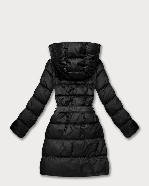 Dwustronna kurtka zimowa plus size czarna/panterka (M6-6008-1)