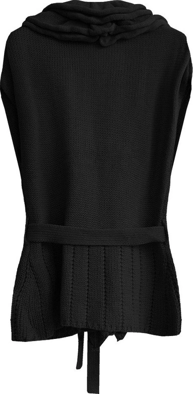 SWETERKOWA KAMIZELKA Z PASKIEM CZARNA (1617)