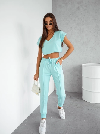 Bawełniany komplet dwuczęściowy turkusowy (VE55)