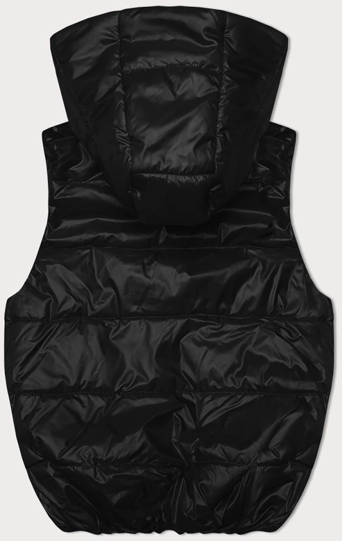 Puchowy bezrękawnik z odpinanym kapturem czarny (B8247-1)
