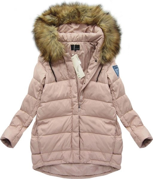 KURTKA Z PUCHEM NATURALNYM ŁOSOSIOWA (8062)