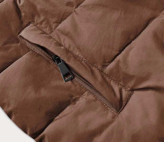 ASYMETRYCZNA KURTKA DAMSKA OVERSIZE KARMELOWA (1535)