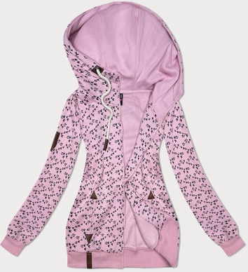 Sportowa bluza z kapturem w jaskółki różowa (2309)