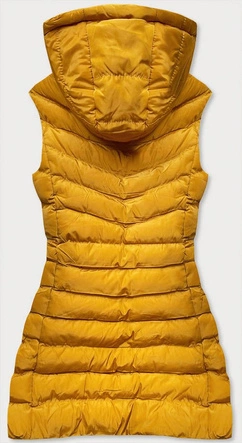 KAMIZELKA DAMSKA Z PUCHEM NATURALNYM ŻÓŁTA (6811)