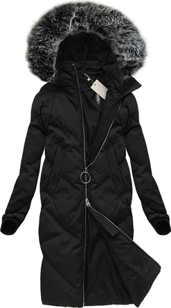 PŁASZCZ DAMSKI ZIMOWY Z PUCHEM NATURALNYM CZARNY (7091)