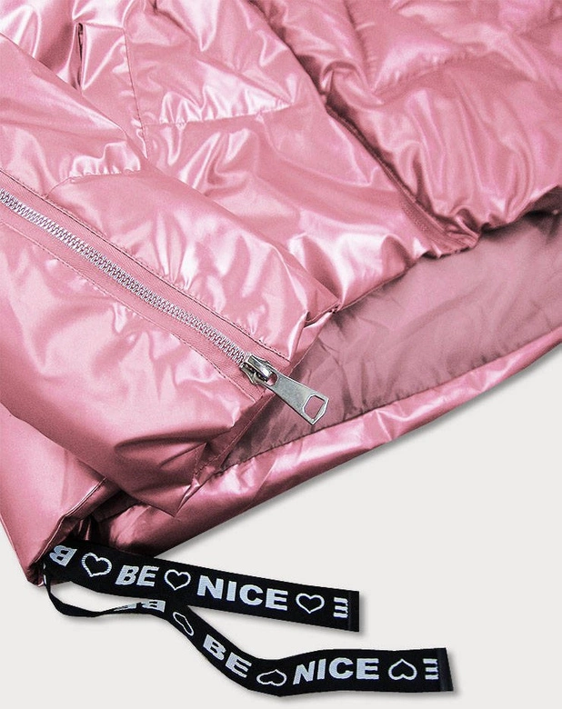 KRÓTKA KURTKA DAMSKA Z ASYMETRYCZNYM DOŁEM RÓŻOWA (632ART)