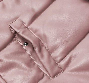 Ciepła kamizelka damska z ekoskóry pudrowy róż (d-3231-59s)